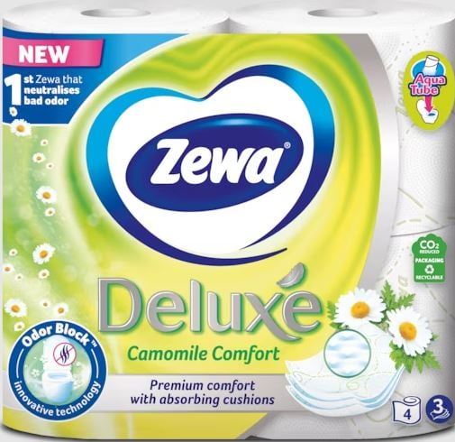 Zewa Deluxe Camomile Comfort Hartie Igienica 3 Straturi 4 Role