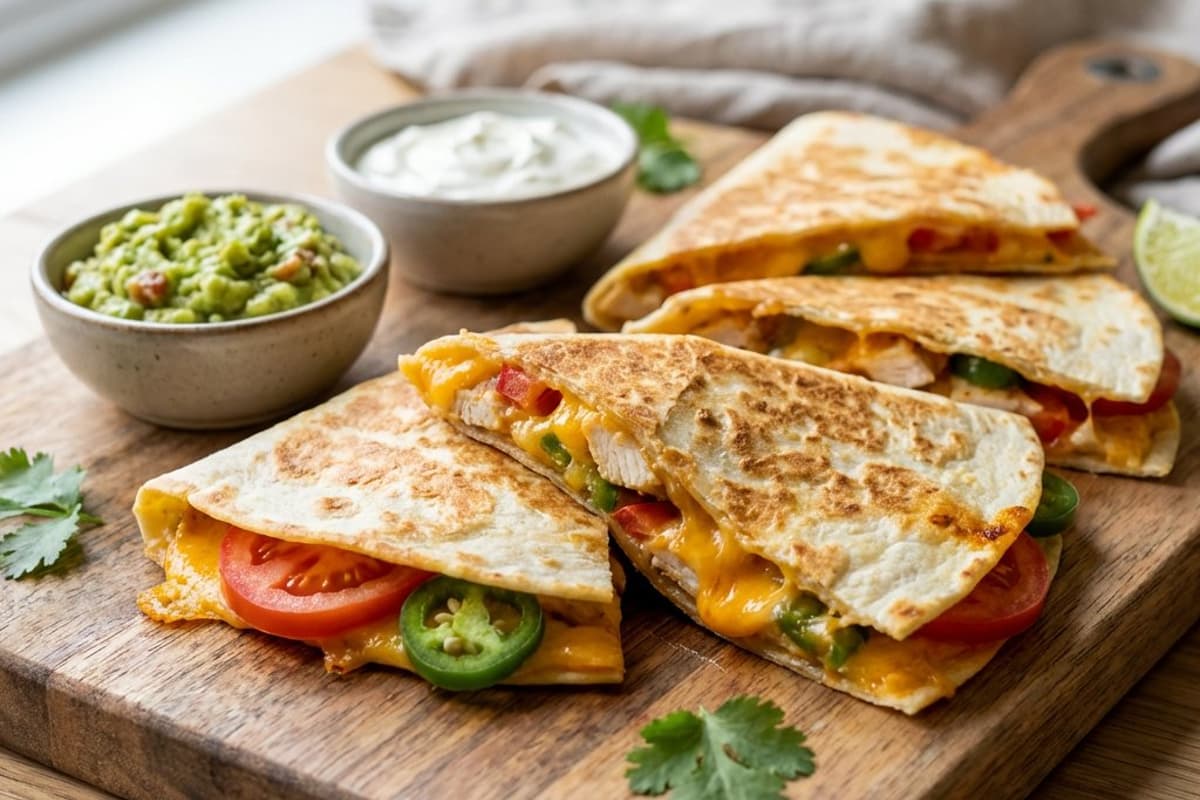 Quesadilla cu pui și guacamole