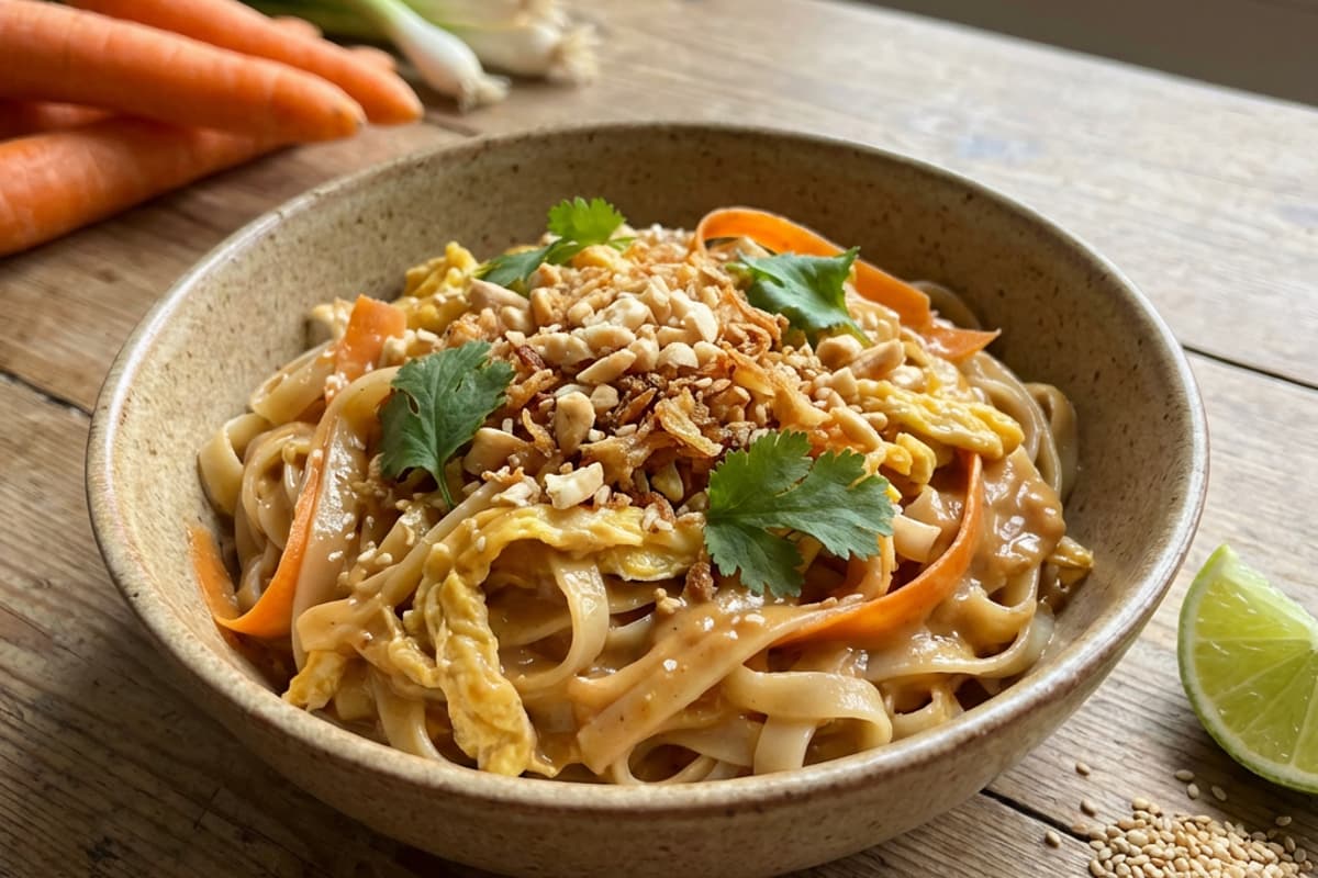 Tăiței de orez stir-fry cu tempeh și legume