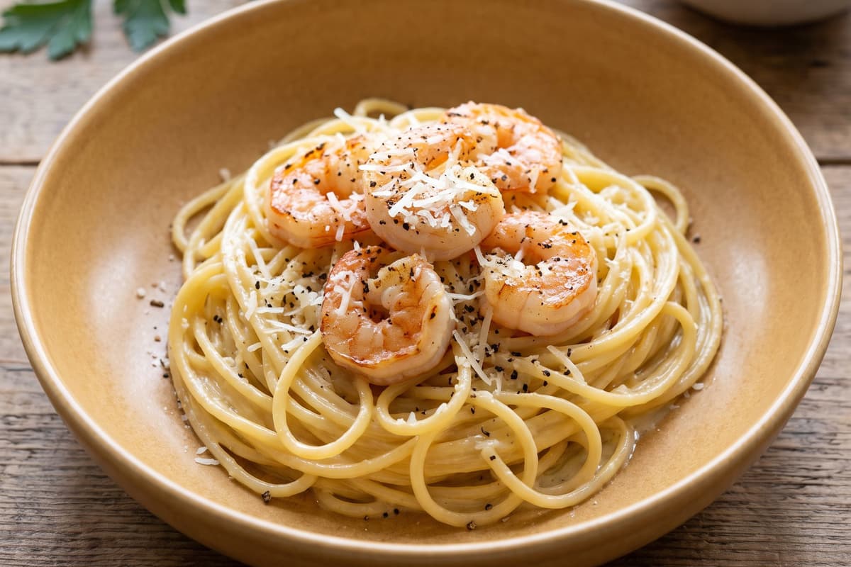 Paste cu pecorino şi creveţi