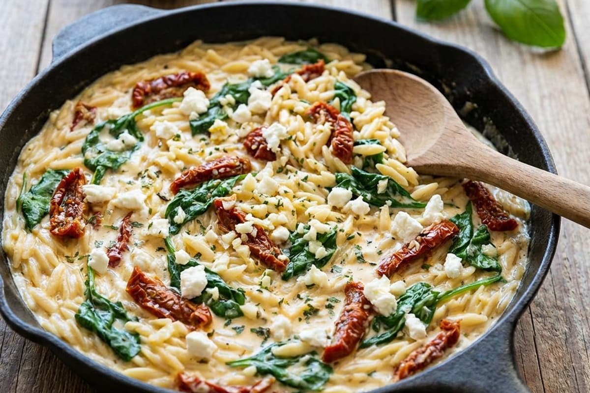 Orzo cu roșii uscate și feta | Prânz de vară