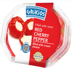 Grikios Ardei rosii cherry umpluti cu crema de branza in ulei de rapita