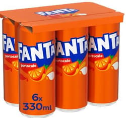 Fanta Orange Carbonated Soft Drink Can 6 Pack