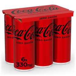 Coca-Cola Zero Zahar Bautura racoritoare carbogazoasa doza 6 pack