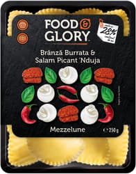FOOD & GLORY Paste cu ou, umplute cu branza burrata si salam picant ‘nduja