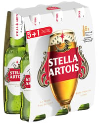 Stella Artois Premium Lager Beer Glass Bottle 5+1 Pack