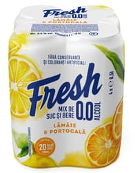 Fresh 0.0 Bere fara alcool mix cu suc de lamaie si portocale doza 4 pack