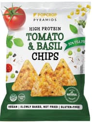 Popcrop Pea Protein Chips with Tomato and Basil Flavor