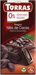 Torras Ciocolata neagra cu bucatele de cacao fara zahar si fara gluten