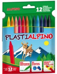 Alpino Creioane cerate din plastic, cutie carton, 12 culori