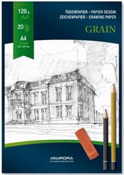 Aurora Grain A4 Drawing Pad, 20 Sheets, White Paper