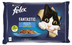 Felix Fantastic Hrana umeda cu somon si peste cambula pentru pisici, 4x85g