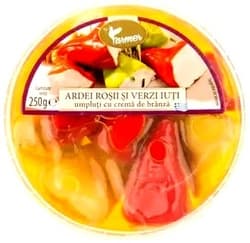 Hot Red And Green Pepper Filled With Cream Cheese
