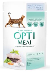 OPTIMEAL™ Hrana umeda pentru pisici, cod si legume in jeleu
