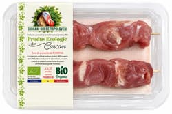 Skewers from organic turkey meat