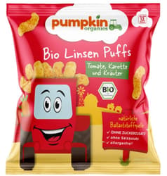Pumpkin Organics ECO Snack din linte cu rosii, morcov si verdeata, 12+
