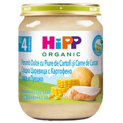 Hipp ECO Meniu curcan cu porumb si piure de cartofi, de la 4 luni