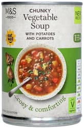 Marks & Spencer Supa de legume cu morcovi, mazare galbena decorticata, ceapa, mazare si cartofi