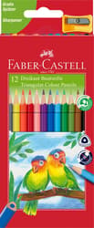 Faber-Castell Set creioane colorate triunghiulare 12 culori si ascutitoare ECO