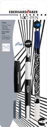 Eberhard Faber Blister stilou scolar alb-negru cu 2 cartuse cerneala si pic
