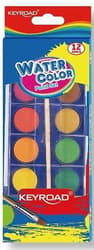 Keyroad Acuarele cu pensula, 12 culori, 28mm