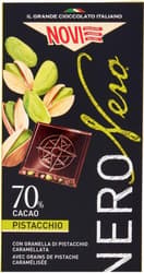 Novi Ciocolata extra neagra 70% cacao cu fistic crocant, fara gluten