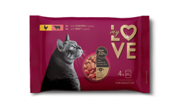 Set "My Love complete canned pet food for adult cats with chicken, beef