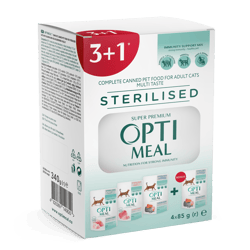 Optimeal Hrana umeda pentru pisici adulte sterilizate mix set 3+1 gratis
