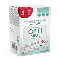 Optimeal Hrana umeda pentru pisici adulte mix set 3+1 gratis