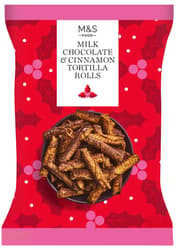 Marks & Spencer Corn Tortilla Rolls Dipped in Milk Chocolate and Sprinkled with Cinnamon Sugar