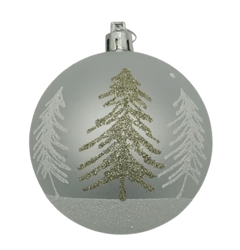 Set 4 globuri albe décor 3 brăduți