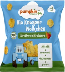 Pumpkin Organics ECO Snack norisori din morcov si capsuni, 12+