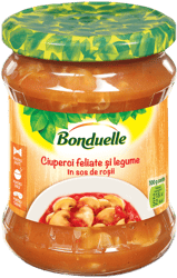 Bonduelle Ciuperci feliate si legume in sos de rosii