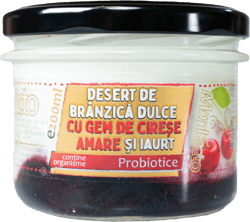 Monlacto Desert de branzica dulce cu gem de cirese amare si iaurt