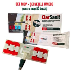 Clarsanit Set mop + servetele pentru mop cu bicarbonat si otet, 50 bucati