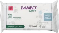 Bambo Nature Aqua Wet Wipes servetele umede, 99% apa, fara parfum si coloranti, 18×17 cm