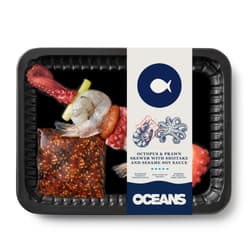 OCEANS Octopus & prawn skewer with shiitake and sesame soy sauce