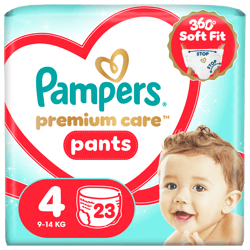 Pampers Premium Care Pants Scutece-chilotel, marimea 4, 9kg-15kg