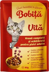 Wet food pouch, bobita, adult cat, beef, 85gr