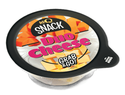 Deli Q Snack – Cuburi de branza Cheddar alb si branza cu rosii si chili