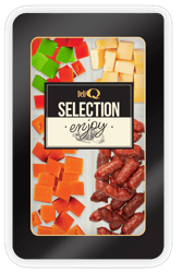 Deli Q Selection – Mix cuburi branzeturi cu pesto, Old Amsterdam, rosii cu chili si mini salam