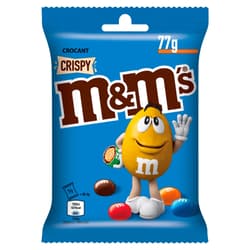 M&M's Crispy Miez din orez crocant in ciocolata cu lapte cu glazura colorata de zahar