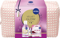 Nivea Geanta Velvet Glow Ser pentru ten, apa micelara si balsam de buze