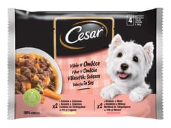 Cesar Hrana umeda pentru caini adulti, selectii de carne in sos 4x100g