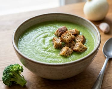 Cream of broccoli soup with wholemeal croutons