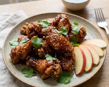 Aripioare de pui în sos Teriyaki cu mere