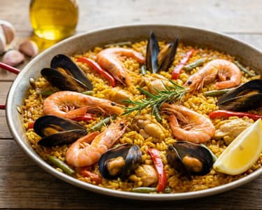 Paella spaniolă cu fructe de mare