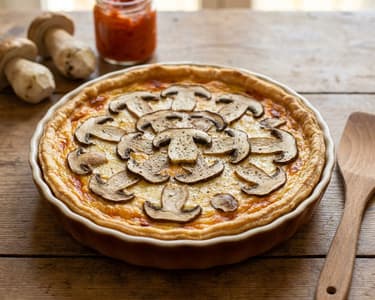 Quiche cu hribi și ajvar
