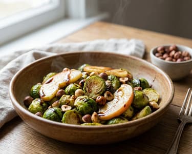 Warm Brussels Sprout Salad with Hazelnuts