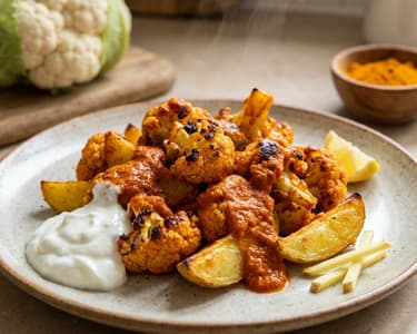 Conopidă Tandoori la cuptor cu cartofi wedges